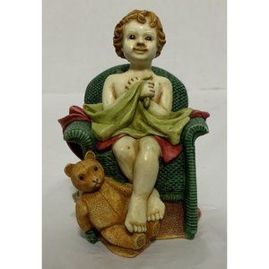 Vintage Harmony Kingdom Angelique “Joyeaux” Trinket Box Figurine (Green Chair)